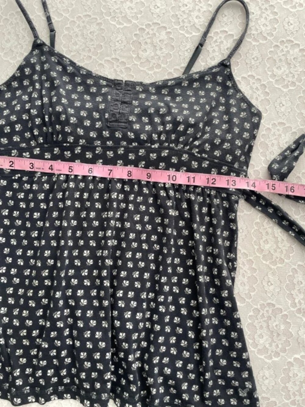 navy floral print babydoll cami top - Picture 4 of 4